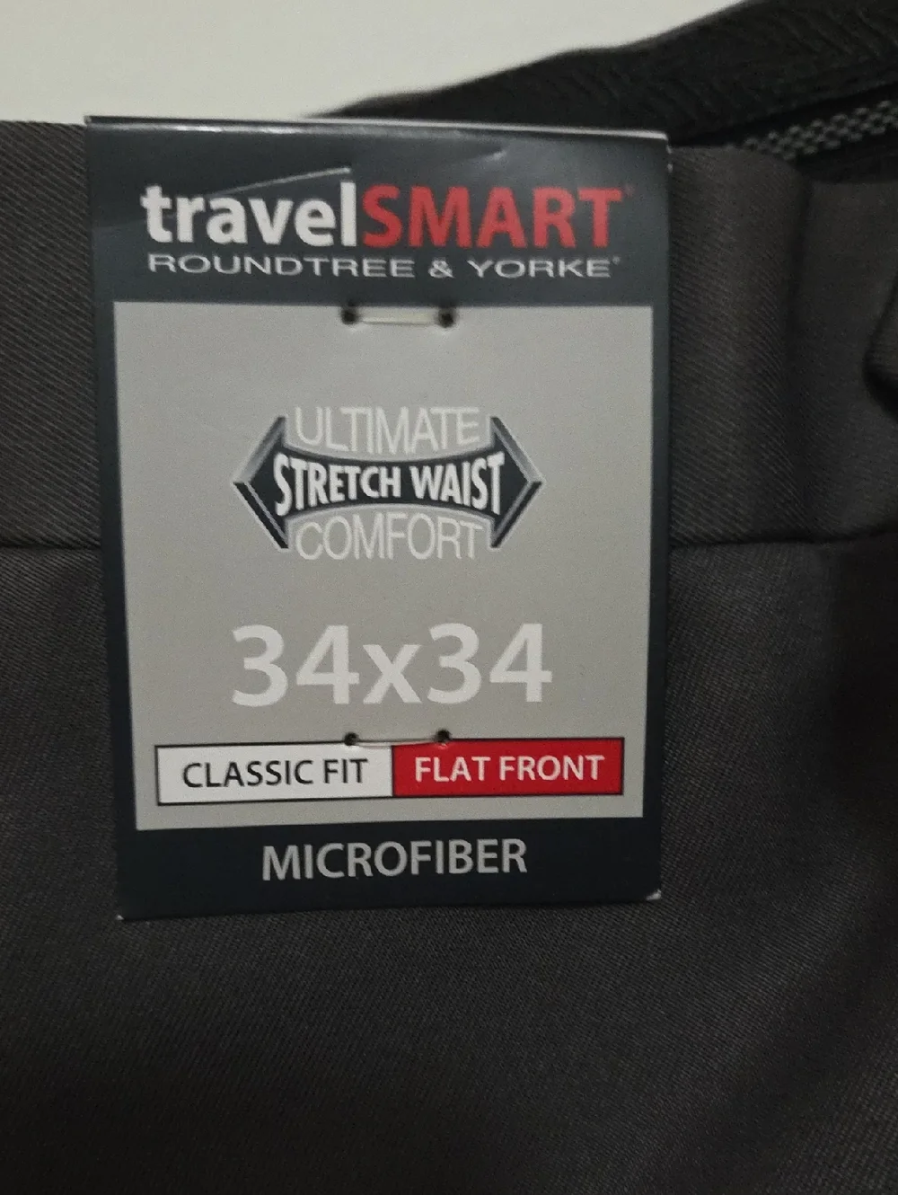 Roundtree & Yorke TravelSMART Microfiber Pants in Dark Charcoal NWT
